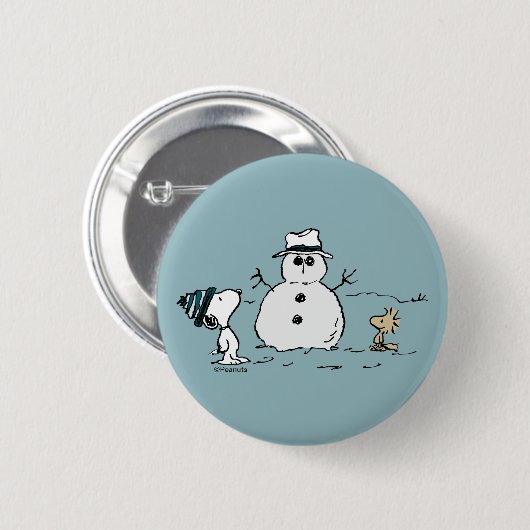 Erdnüsse | Snoopy & Woodstock Bau a Snowman Button (Vorne & Hinten)
