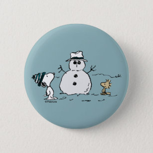 Erdnüsse   Snoopy & Woodstock Bau a Snowman Button