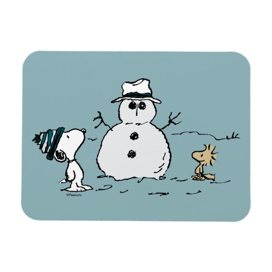 Erdnüsse | Snoopy & Woodstock Bau a Snowman Magnet (Horizontal)