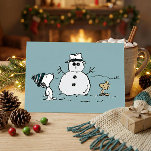 Erdnüsse   Snoopy & Woodstock Bau a Snowman Postkarte