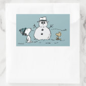 Erdnüsse | Snoopy & Woodstock Bau a Snowman Rechteckiger Aufkleber (Tasche)