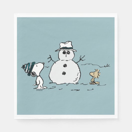 Erdnüsse | Snoopy & Woodstock Bau a Snowman Serviette (Vorderseite)