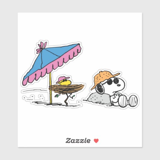 Erdnüsse | Snoopy & Woodstock Beach Aufkleber (Blatt)