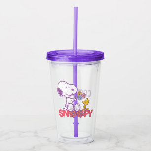 Erdnüsse Snoopy & Woodstock-Blume Acryltrinkbecher
