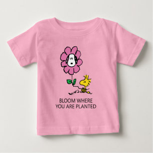 Erdnüsse   Snoopy & Woodstock-Blume Baby T-shirt