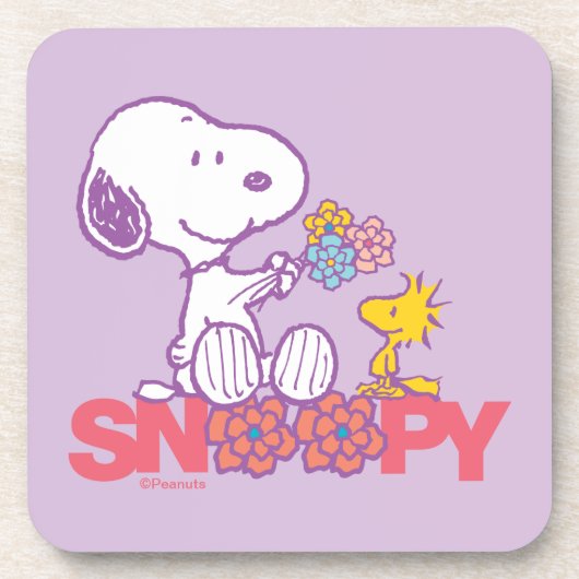 Erdnüsse | Snoopy & Woodstock-Blume Getränkeuntersetzer (Vorderseite)