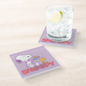 Erdnüsse | Snoopy & Woodstock-Blume Glasuntersetzer (Schrägansicht)