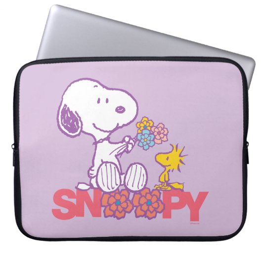 Erdnüsse | Snoopy & Woodstock-Blume Laptopschutzhülle (Vorderseite)