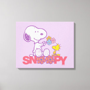 Erdnüsse Snoopy & Woodstock-Blume Leinwanddruck
