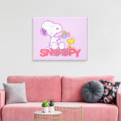 Erdnüsse | Snoopy & Woodstock-Blume Leinwanddruck (Insitu (Wohnzimmer))