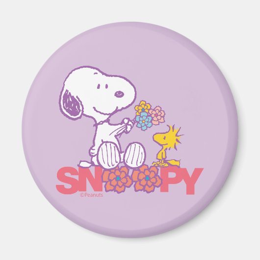 Erdnüsse | Snoopy & Woodstock-Blume Magnet (Vorne)