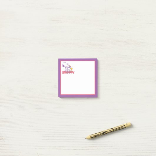Erdnüsse | Snoopy & Woodstock-Blume Post-it Klebezettel (Auf Schreibtisch)