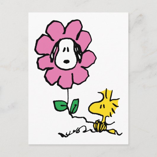 Erdnüsse | Snoopy & Woodstock-Blume Postkarte (Vorderseite)