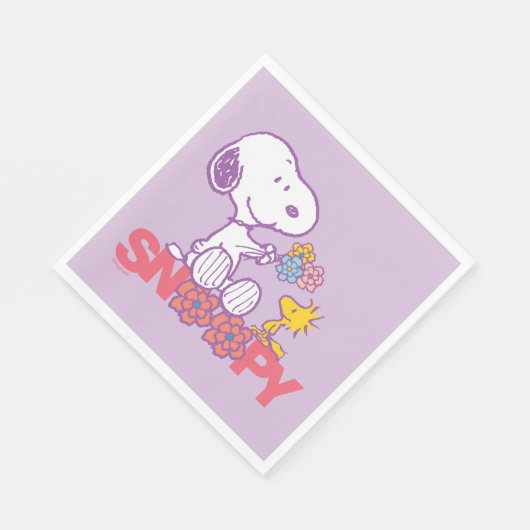 Erdnüsse | Snoopy & Woodstock-Blume Serviette (Ecke)