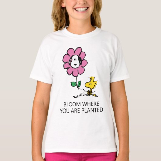Erdnüsse | Snoopy & Woodstock-Blume T-Shirt (Vorderseite)