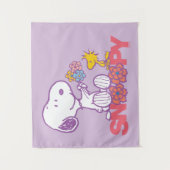 Erdnüsse | Snoopy & Woodstock-Blume Wandteppich (Vorderseite)