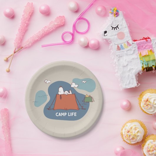 Erdnüsse | Snoopy & Woodstock Camp Life Pappteller (Party)
