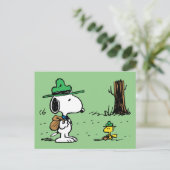 Erdnüsse | Snoopy & Woodstock Camping Postkarte (Stehend Vorderseite)