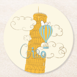 Erdnüsse   Snoopy & Woodstock Ciao Runder Pappuntersetzer