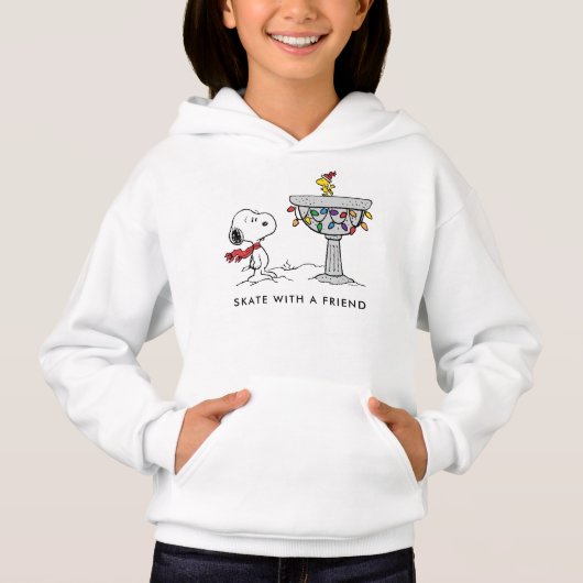 Erdnüsse | Snoopy & Woodstock dekorierte Vogelbade Hoodie (Vorderseite)