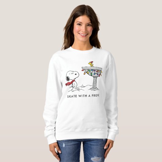 Erdnüsse | Snoopy & Woodstock dekorierte Vogelbade Sweatshirt (Vorne ganz)