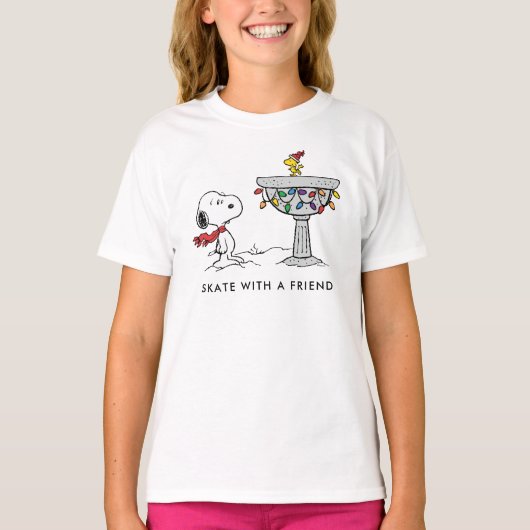 Erdnüsse | Snoopy & Woodstock dekorierte Vogelbade T-Shirt (Vorderseite)