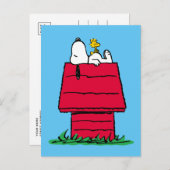 Erdnüsse | Snoopy & Woodstock Doghouse Postkarte (Vorne/Hinten)