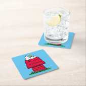 Erdnüsse | Snoopy & Woodstock Doghouse Rechteckiger Pappuntersetzer (Vor Ort)