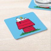 Erdnüsse | Snoopy & Woodstock Doghouse Rechteckiger Pappuntersetzer (angewinkelt)