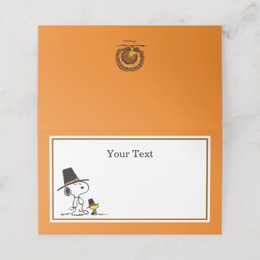 Erdnüsse | Snoopy & Woodstock Erntedank Abendessen Platzkarte (Außenseite Aufgefaltet)