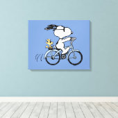 Erdnüsse | Snoopy & Woodstock Fahrrad Leinwanddruck (Insitu (Holzboden))
