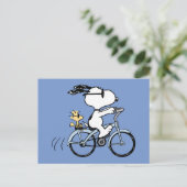 Erdnüsse | Snoopy & Woodstock Fahrrad Postkarte (Stehend Vorderseite)