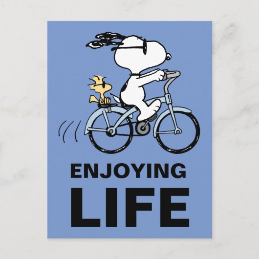 Erdnüsse | Snoopy & Woodstock Fahrrad Postkarte (Vorderseite)