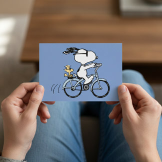 Erdnüsse | Snoopy & Woodstock Fahrrad Postkarte