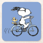 Erdnüsse | Snoopy & Woodstock Fahrrad Rechteckiger Pappuntersetzer (Vorderseite)