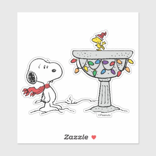 Erdnüsse | Snoopy & Woodstock Gefrorenes Birdbad Aufkleber (Blatt)