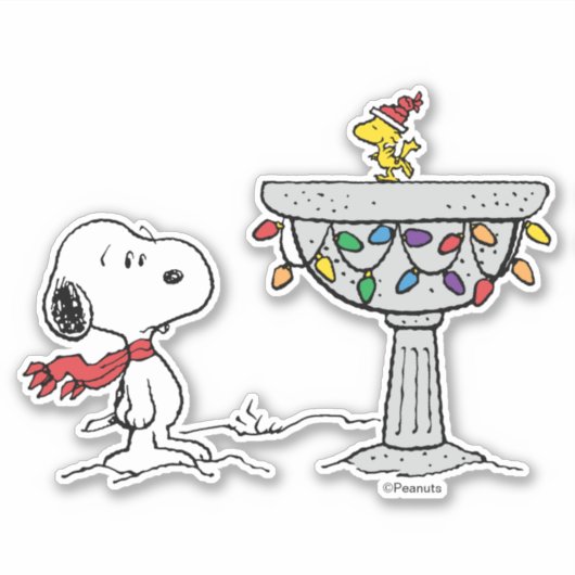 Erdnüsse | Snoopy & Woodstock Gefrorenes Birdbad Aufkleber (Vorderseite)
