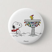 Erdnüsse | Snoopy & Woodstock Gefrorenes Birdbad Button (Vorderseite)