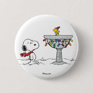 Erdnüsse   Snoopy & Woodstock Gefrorenes Birdbad Button