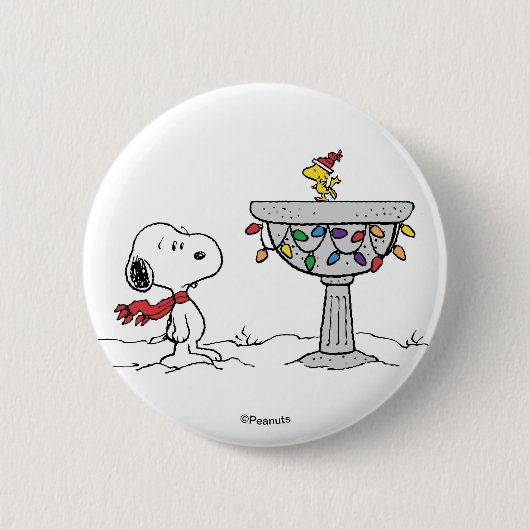 Erdnüsse | Snoopy & Woodstock Gefrorenes Birdbad Button (Vorderseite)