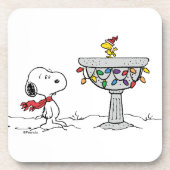 Erdnüsse | Snoopy & Woodstock Gefrorenes Birdbad Getränkeuntersetzer (Vorderseite)