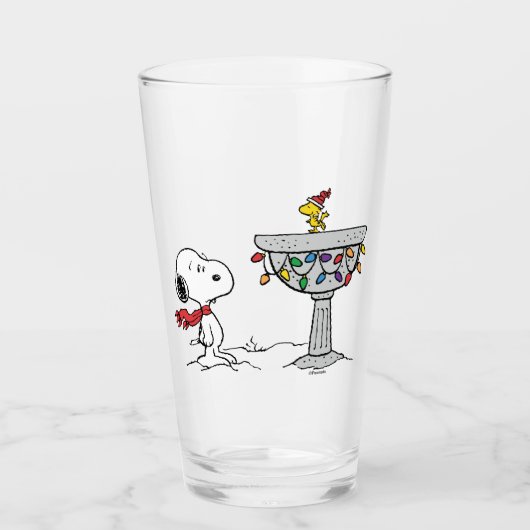 Erdnüsse | Snoopy & Woodstock Gefrorenes Birdbad Glas (Vorderseite)