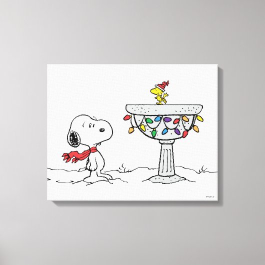 Erdnüsse | Snoopy & Woodstock Gefrorenes Birdbad Leinwanddruck (Vorderseite)