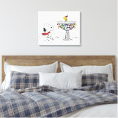 Erdnüsse | Snoopy & Woodstock Gefrorenes Birdbad Leinwanddruck (Insitu (Schlafzimmer))