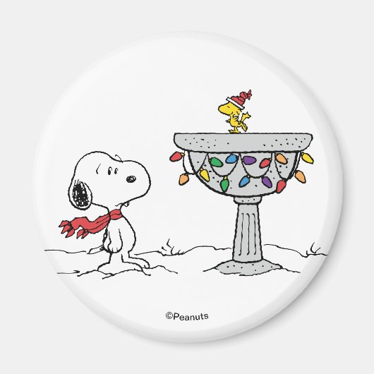 Erdnüsse | Snoopy & Woodstock Gefrorenes Birdbad Magnet (Vorne)