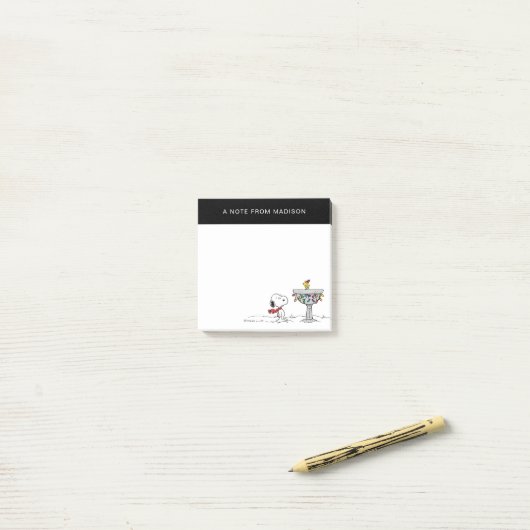Erdnüsse | Snoopy & Woodstock Gefrorenes Birdbad Post-it Klebezettel (Auf Schreibtisch)