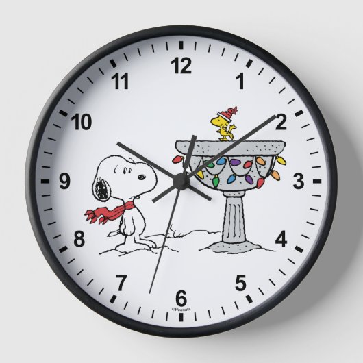 Erdnüsse | Snoopy & Woodstock Gefrorenes Birdbad Uhr (Vorderseite)