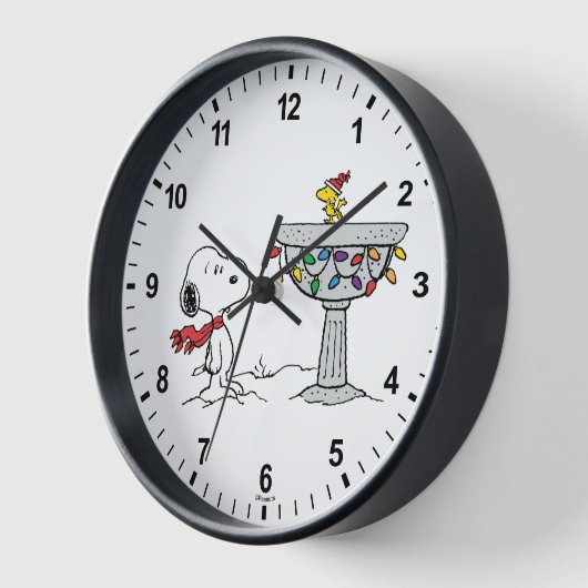 Erdnüsse | Snoopy & Woodstock Gefrorenes Birdbad Uhr (Winkel)