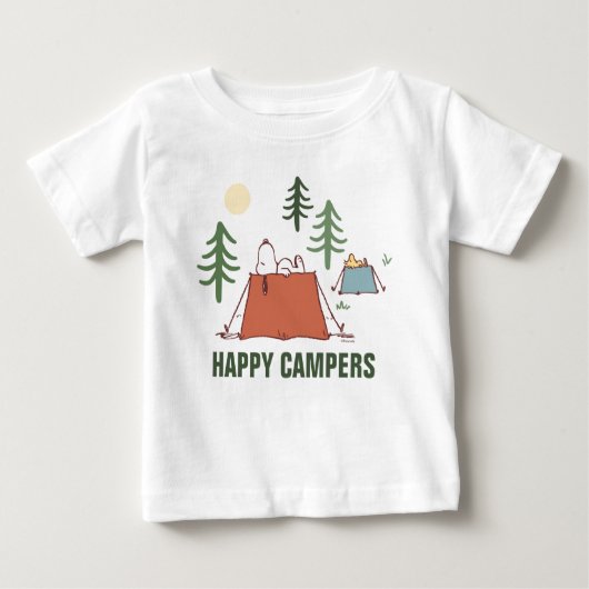 Erdnüsse | Snoopy & Woodstock Glück ist Camping Baby T-shirt (Vorderseite)