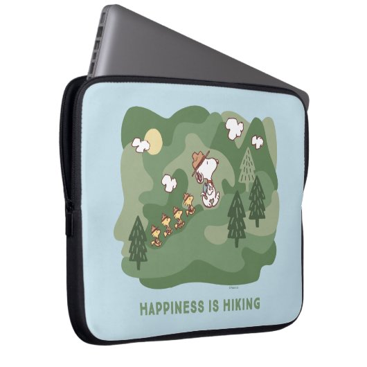 Erdnüsse | Snoopy & Woodstock Glück ist Wandern Laptopschutzhülle (Vorne Rechts)